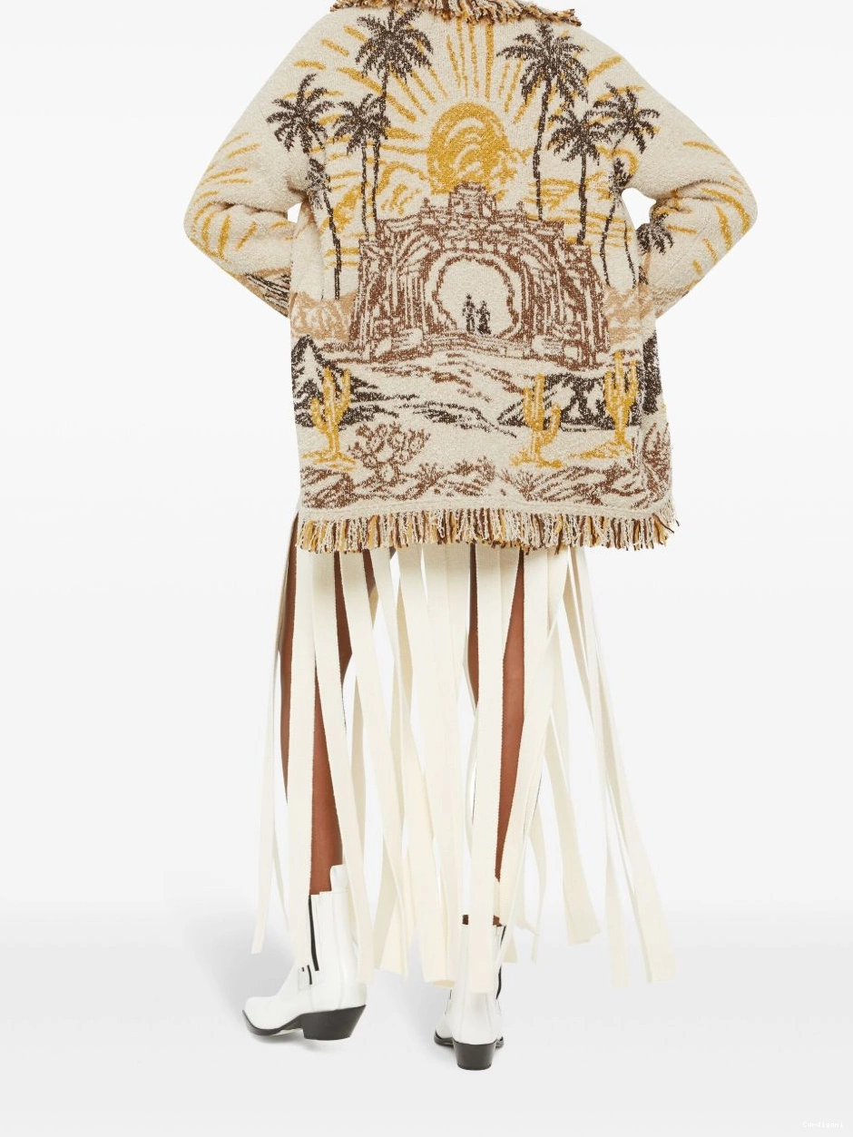 Cheap cardigan fringed-edge Alanui Women patterned-jacquard 0821